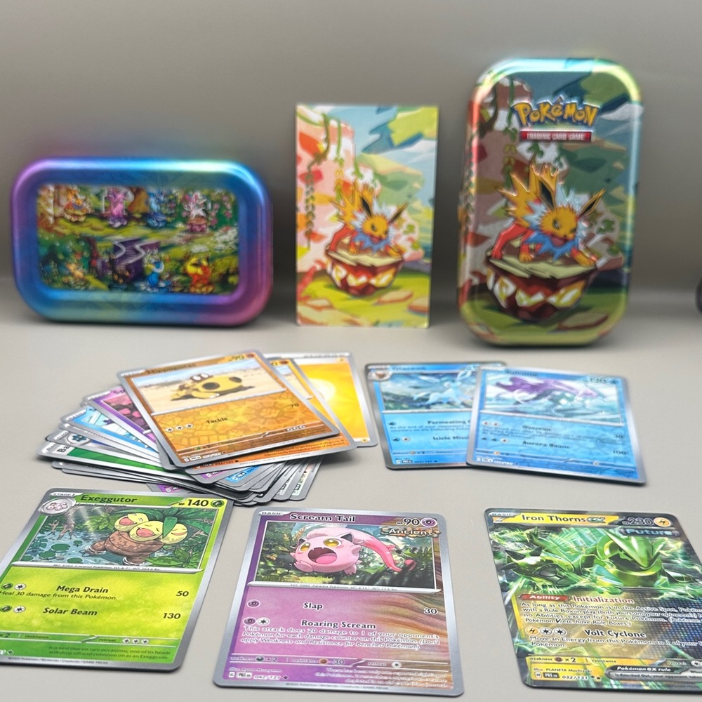 Pokemon tin box with cards